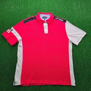 Tommy Hilfiger Polo Shirt Men XL Red Short Sleeve Golf Preppy Casual Y2K Style